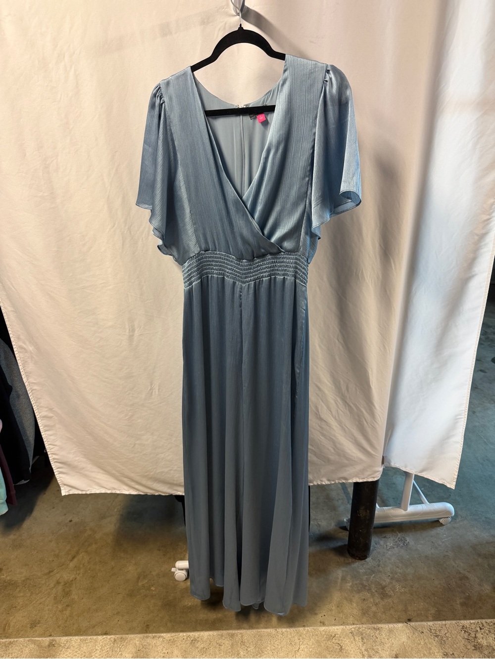 Vince Camuto Dusty Blue V-Neck Wrap Maxi Dress